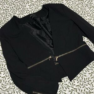 Black Women's blazer with Zipper Detail